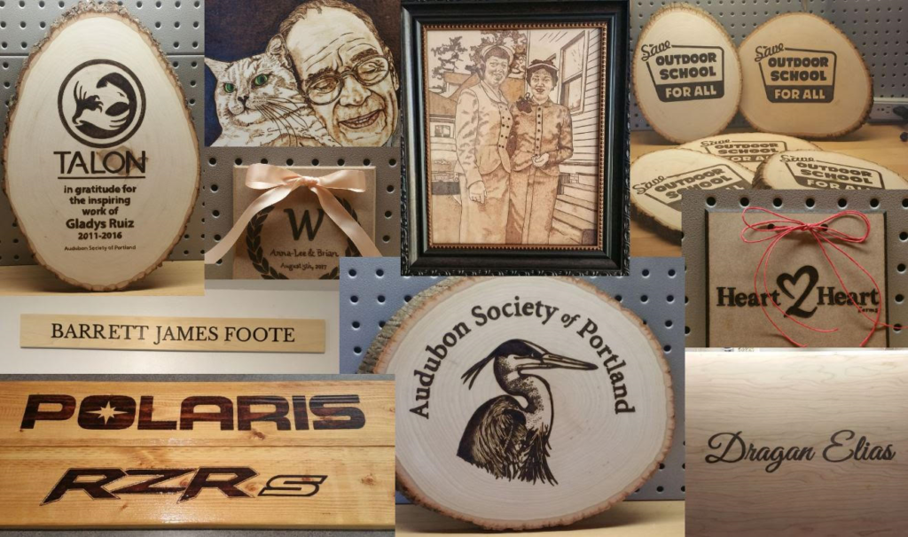 Portland Pyrography Business Collage