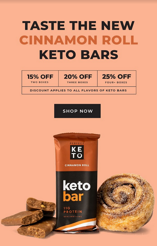 Cinnamon Roll Keto Bar Launch Announcement