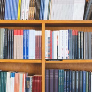 shelves filled with books