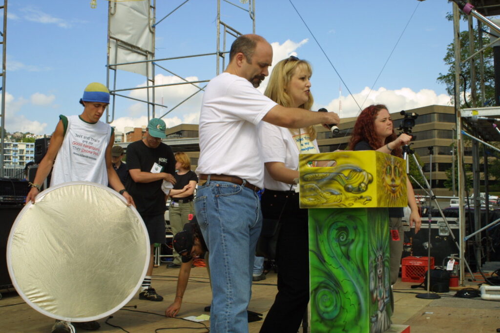 Jeff and Tracy Speaking at Seattle Hempfest 2001