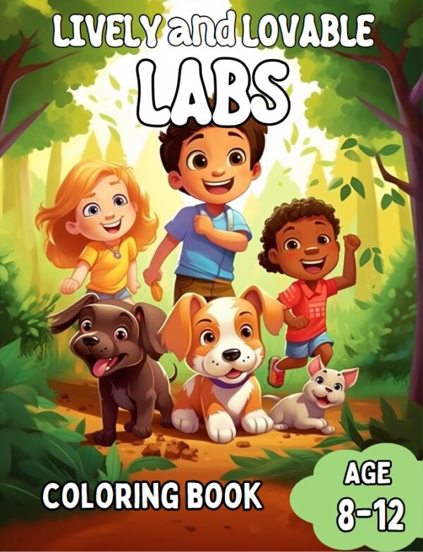 Lively and Lovable Labs Coloring Book - Front Cover